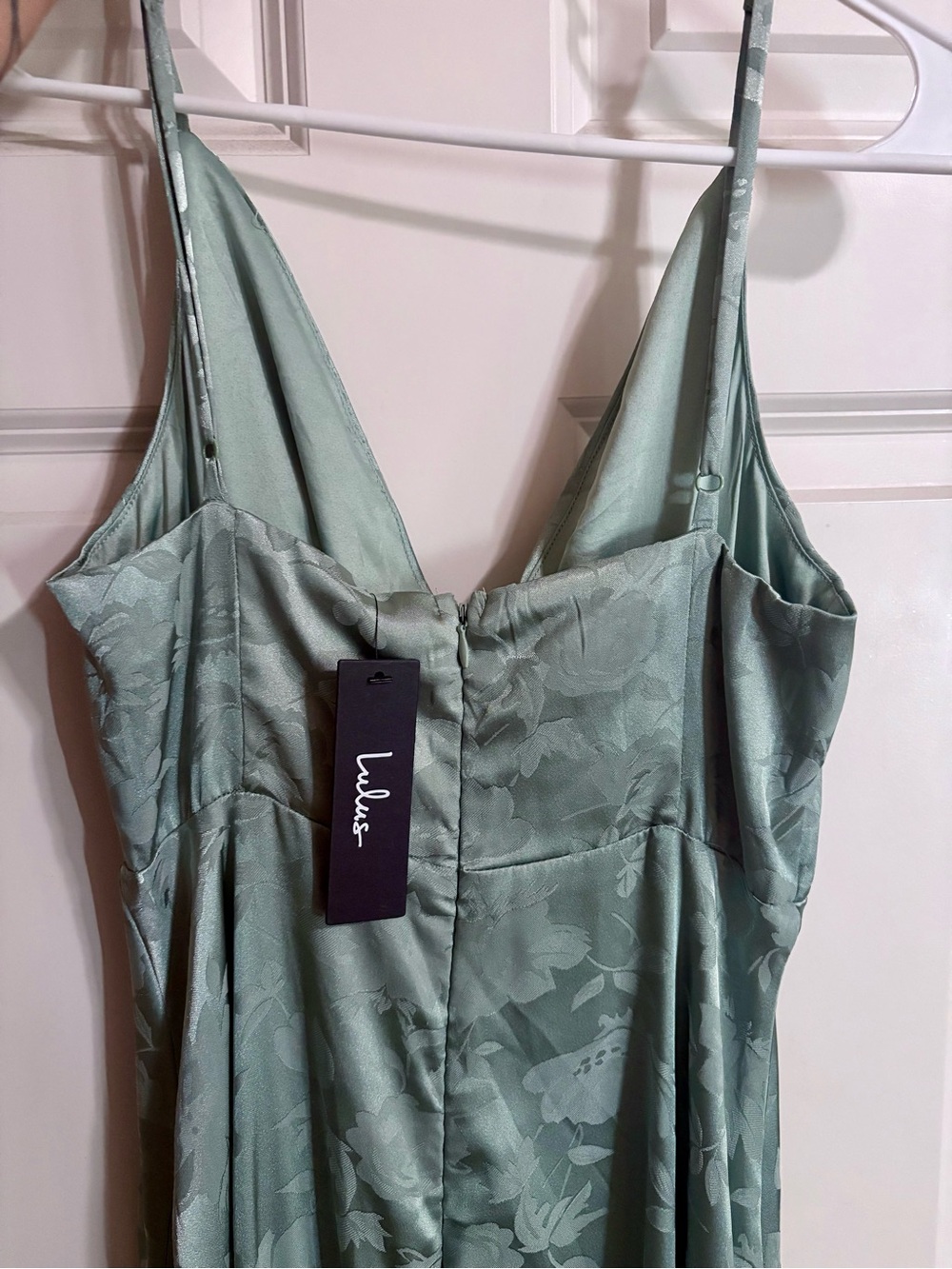 Lulu's Sage Green Floral Satin Dress